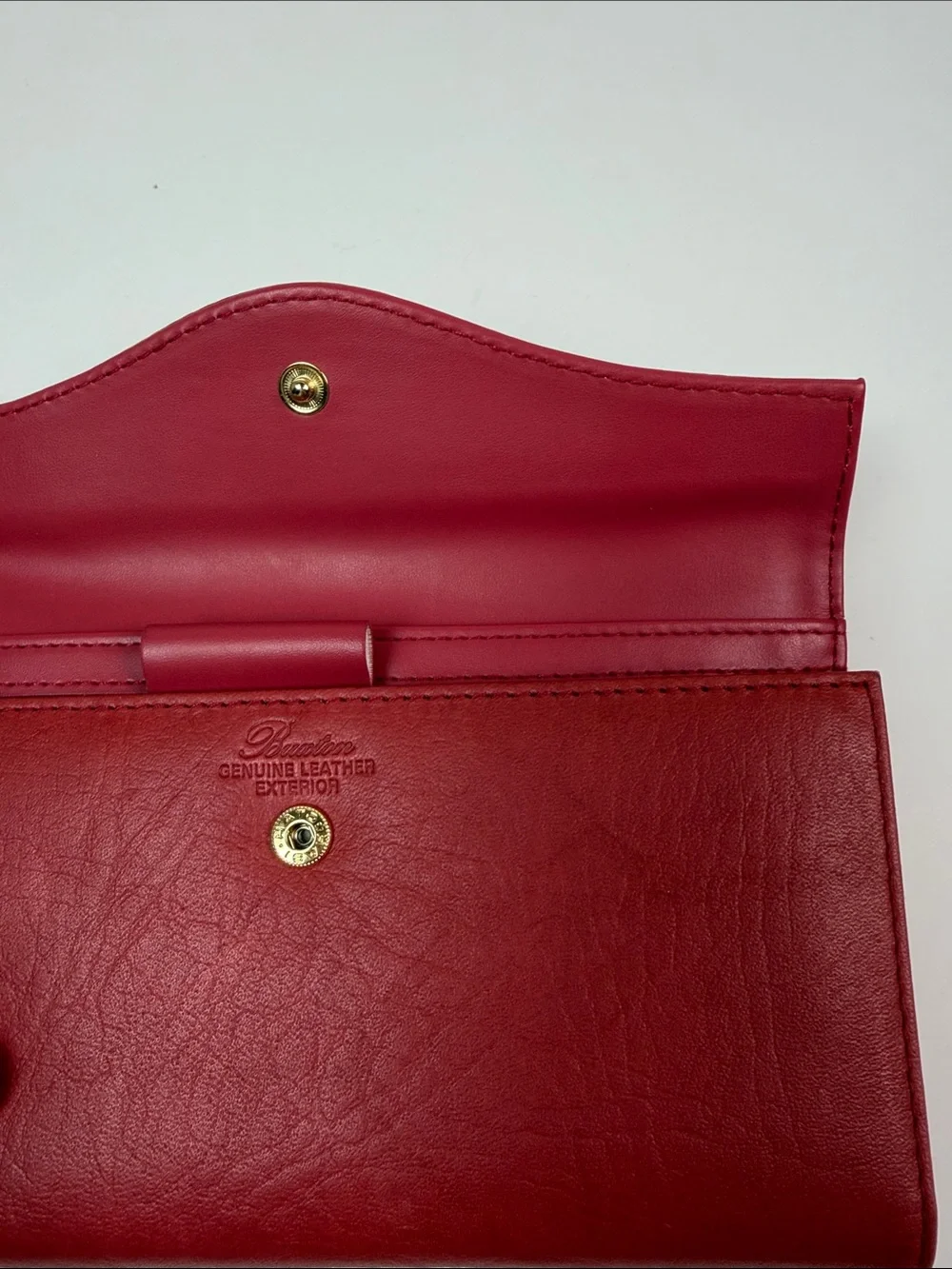 Buxton Genuine Leather Red Checkbook Wallet Vintage Womens Long Bifold Organizer